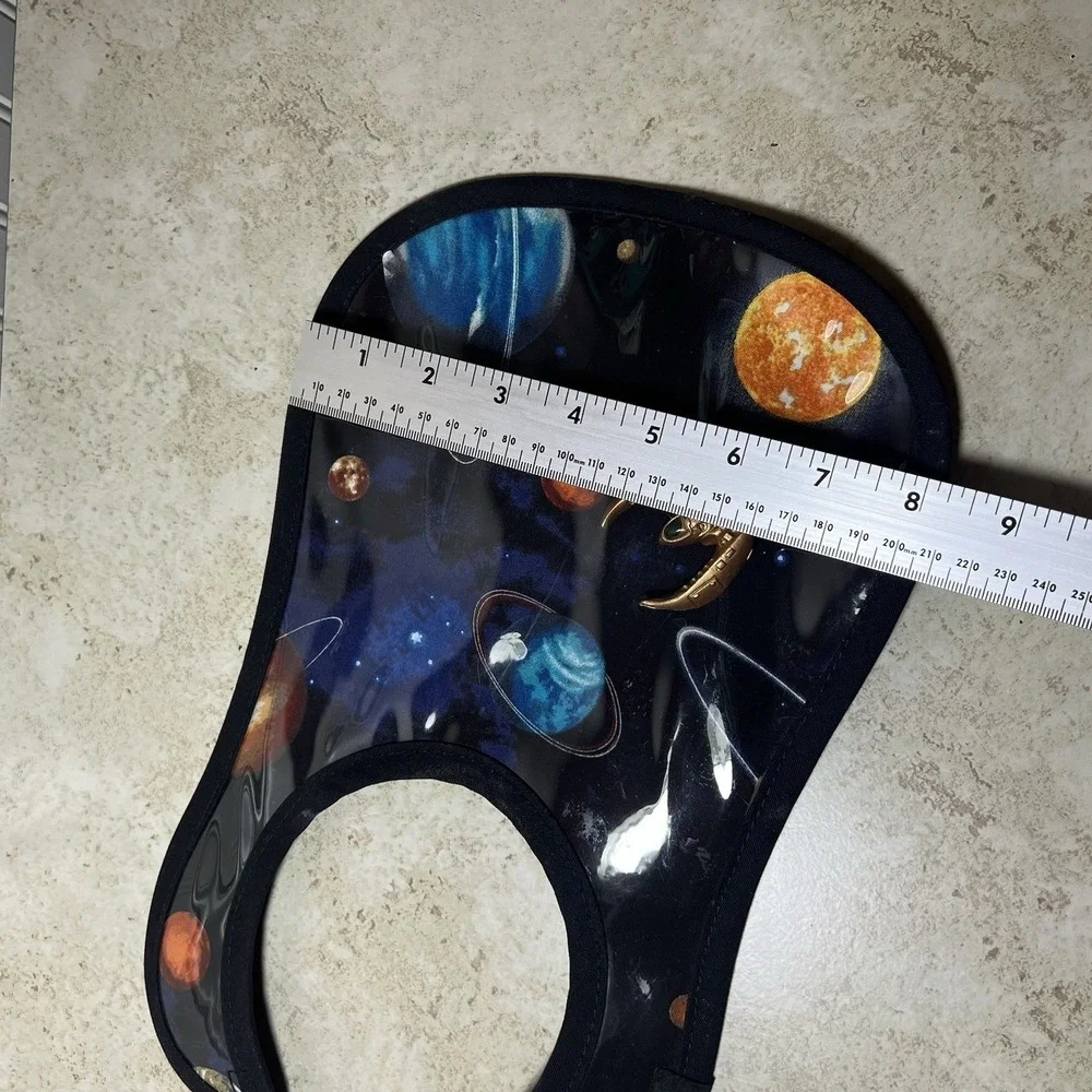 Mini Maniacs Outer Space Galaxy Baby Bib With Faux Leather Backing Made In USA
